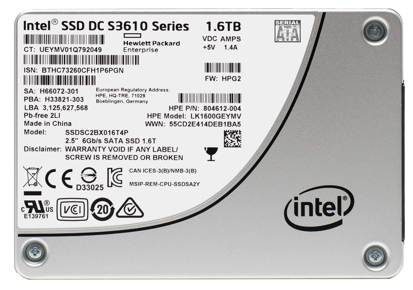 INTEL SSD DC P3605 2.5" NVME PCIE SSD 1.6TB image 1