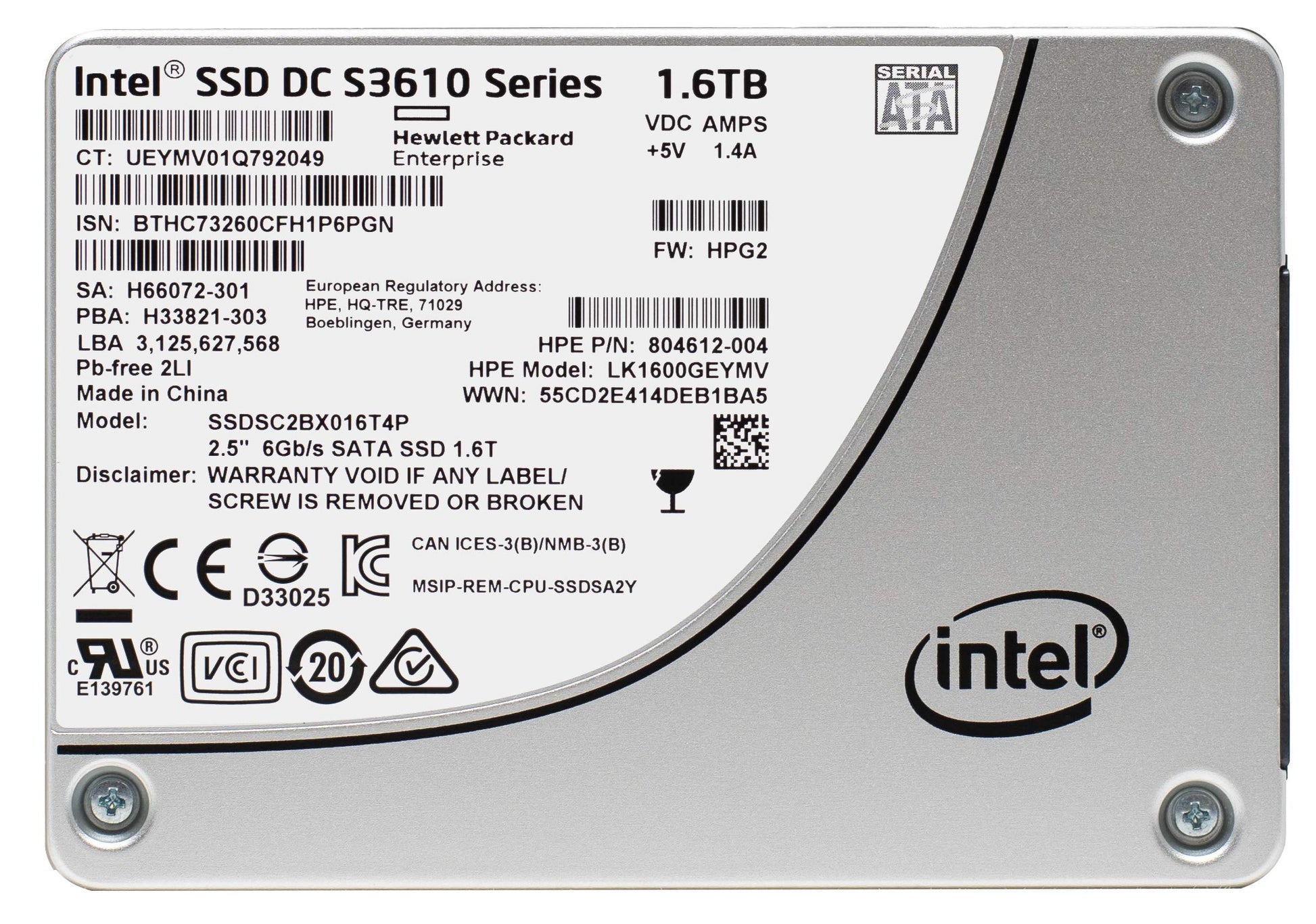 INTEL SSD DC P3605  2.5" NVME PCIE SSD 1.6TB image 1