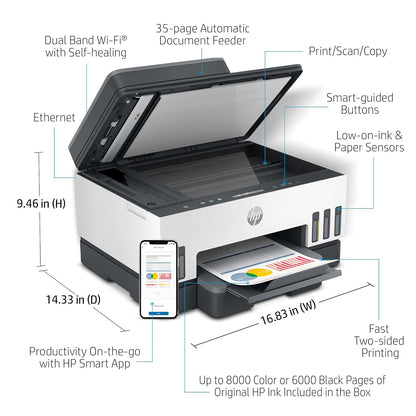 HP Smart Tank 750 All-in-One Auto Duplex Wired Colour Color Home Inkjet Printers image 2
