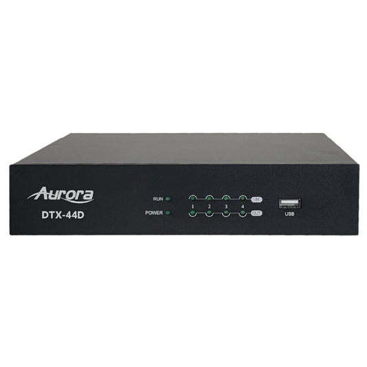Aurora Multimedia DTX-44D – 4×4 Dante Audio DSP with 4×4 Analog I/O | Brand New